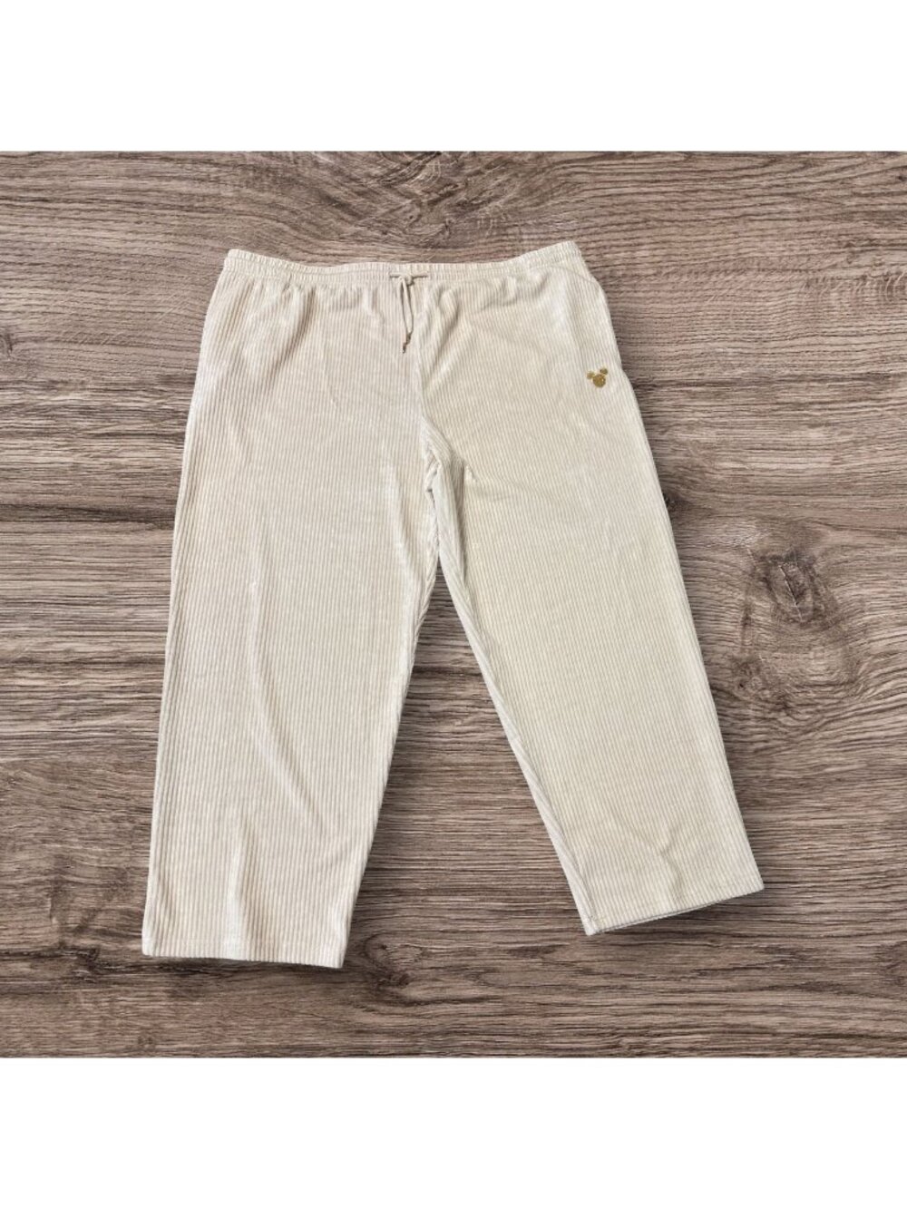Disney Womens Cream Ribbed Velvet Pants Lounging Pants 2X NWT